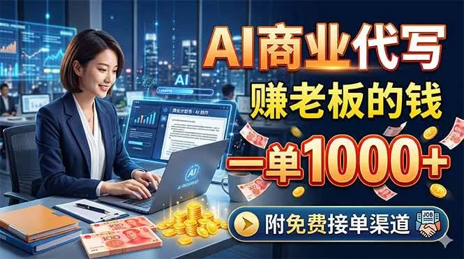 （18444期）AI商业代写，赚老板的钱，一单1000+，附免费接单渠道mc69.cn - 副业项目分享,互联网学习资源,考公考研资料,虚拟资料与创业思路天璇笔记网