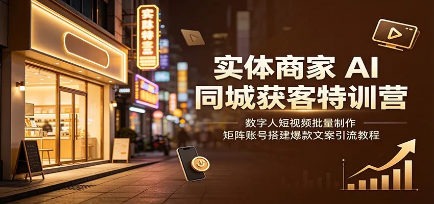 实体商家AI同城获客特训营：数字人短视频批量制作，矩阵账号搭建爆款文案引流教程mc69.cn - 副业项目分享,互联网学习资源,考公考研资料,虚拟资料与创业思路天璇笔记网