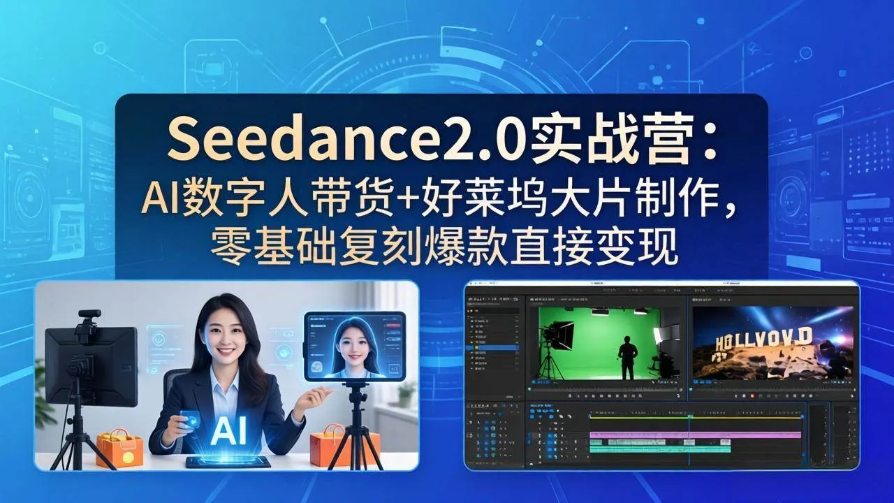（18238期）Seedance2.0实战营：AI数字人带货+好莱坞大片制作，零基础复刻爆款直接变现mc69.cn - 副业项目分享,互联网学习资源,考公考研资料,虚拟资料与创业思路天璇笔记网