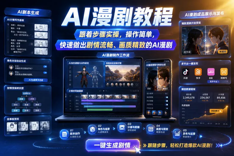 AI漫剧教程，跟着步骤实操，操作简单，快速做出剧情流畅、画质精致的AI漫剧mc69.cn - 副业项目分享,互联网学习资源,考公考研资料,虚拟资料与创业思路天璇笔记网