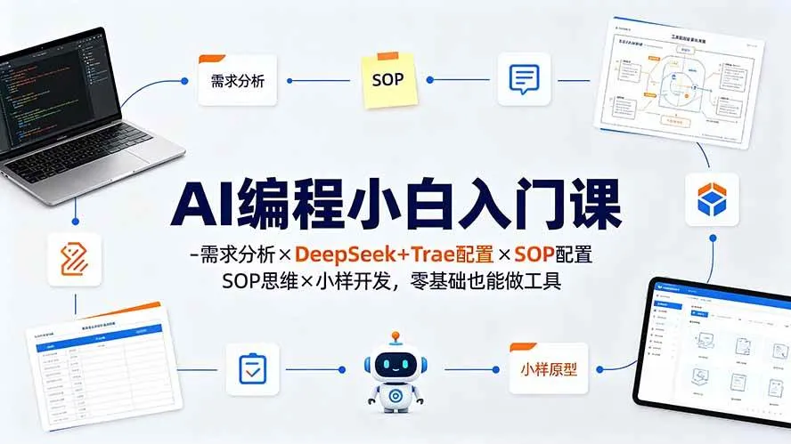 （19539期）AI编程小白入门课-需求分析×DeepSeek+Trae配置×SOP思维×小样开发，零基础也能做工具