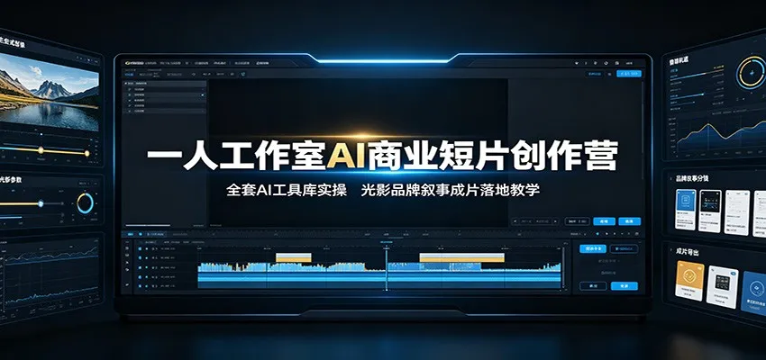 一人工作室AI商业短片创作营：全套AI工具库实操，光影品牌叙事成片落地教学mc69.cn - 副业项目分享,互联网学习资源,考公考研资料,虚拟资料与创业思路天璇笔记网