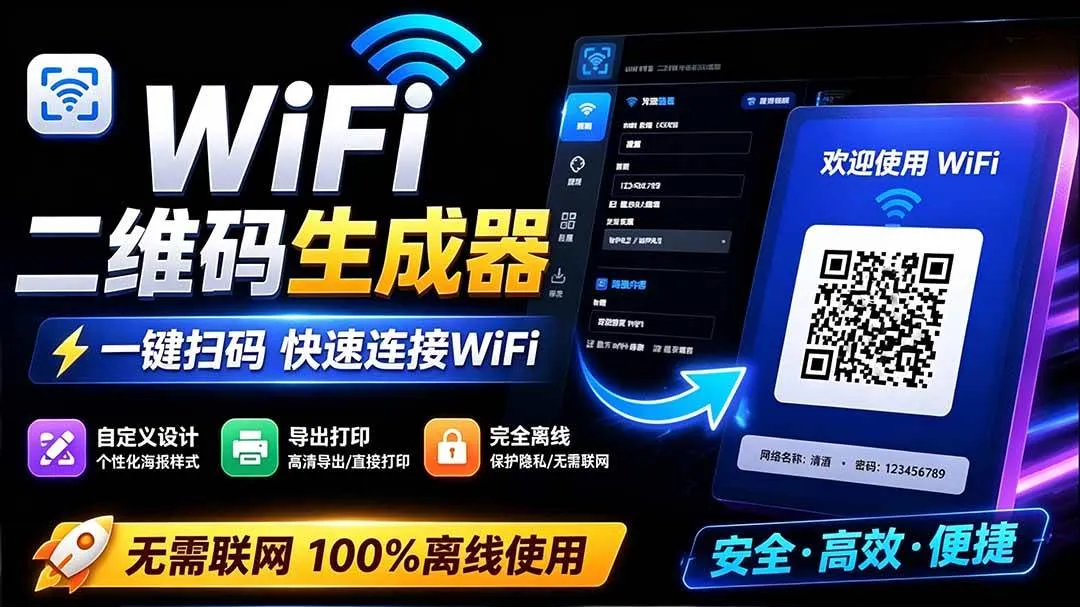 （19566期）完全离线使用！WiFi二维码生成器，一键扫码快速连接WiFi，支持自定义风格导出 WiFi二维码生成器mc69.cn - 副业项目分享,互联网学习资源,考公考研资料,虚拟资料与创业思路天璇笔记网