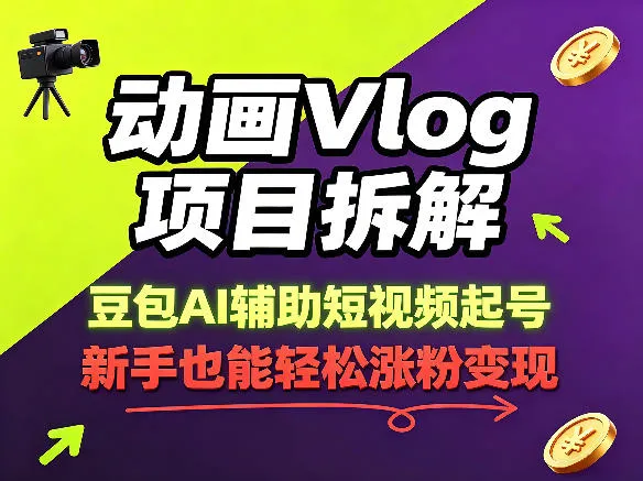 动画Vlog项目拆解，豆包AI辅助短视频起号，新手也能轻松涨粉，43条作品涨粉8.3Wmc69.cn - 副业项目分享,互联网学习资源,考公考研资料,虚拟资料与创业思路天璇笔记网