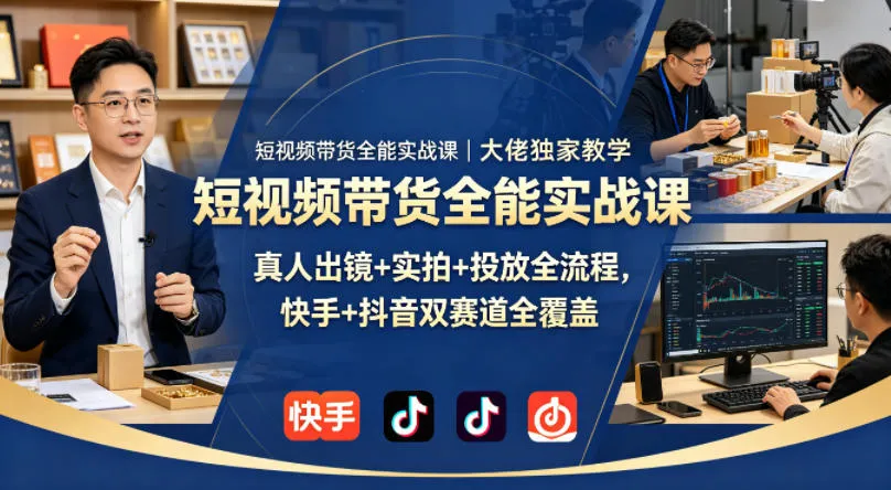 短视频带货全能实战课｜大佬独家教学，真人出镜+实拍+投放全流程，快手+抖音双赛道全覆盖mc69.cn - 副业项目分享,互联网学习资源,考公考研资料,虚拟资料与创业思路天璇笔记网