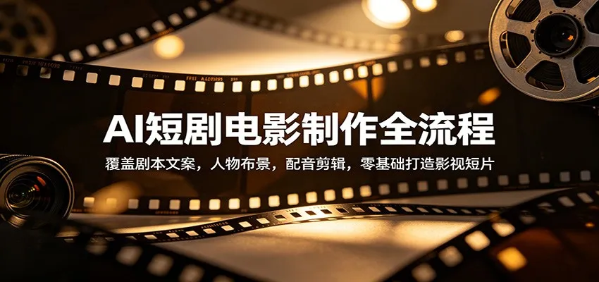 AI短剧电影制作全流程：覆盖剧本文案，人物布景，配音剪辑，零基础打造影视短片mc69.cn - 副业项目分享,互联网学习资源,考公考研资料,虚拟资料与创业思路天璇笔记网