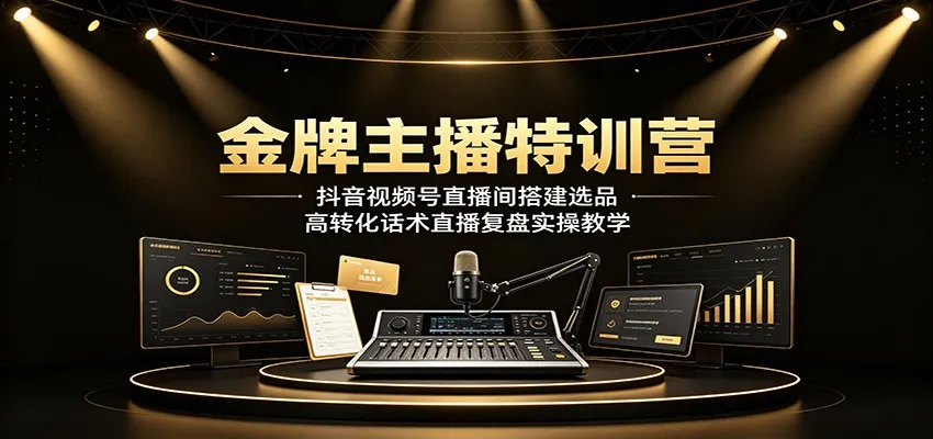 金牌主播特训营：抖音视频号直播间搭建选品，高转化话术直播复盘实操教学mc69.cn - 副业项目分享,互联网学习资源,考公考研资料,虚拟资料与创业思路天璇笔记网