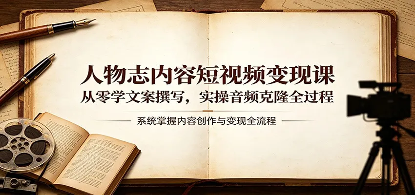 人物志内容短视频变现课：从零学文案撰写，实操音频克隆全过程mc69.cn - 副业项目分享,互联网学习资源,考公考研资料,虚拟资料与创业思路天璇笔记网