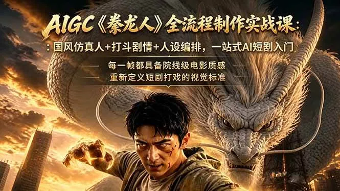 （18849期）AIGC《豢龙人》全流程制作实战课：国风仿真人+打斗剧情+人设编排，一站式AI短剧入门mc69.cn - 副业项目分享,互联网学习资源,考公考研资料,虚拟资料与创业思路天璇笔记网