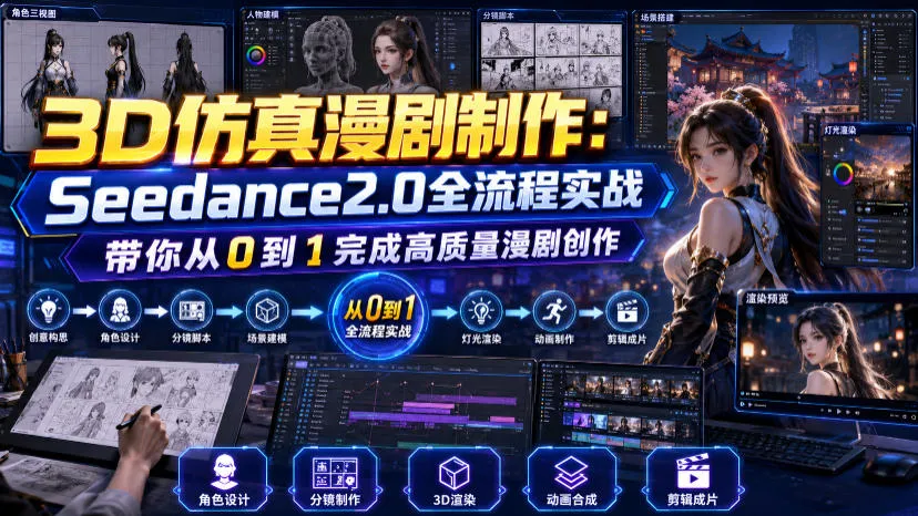 3D仿真漫剧制作:Seedance2.0全流程实战,带你从0到1完成高质量漫剧创作 3D仿真漫剧制作:Seedance2.0全流程实战,带你从0到1完成高质量漫剧创作