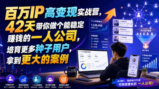 百万IP高变现实战营，42天带你做个能稳定賺钱的一人公司，培育更多种子用户，拿到更大的案例mc69.cn - 副业项目分享,互联网学习资源,考公考研资料,虚拟资料与创业思路天璇笔记网