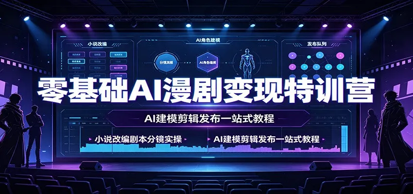 零基础AI漫剧变现特训营：小说改编剧本分镜实操，AI建模剪辑发布一站式教程mc69.cn - 副业项目分享,互联网学习资源,考公考研资料,虚拟资料与创业思路天璇笔记网
