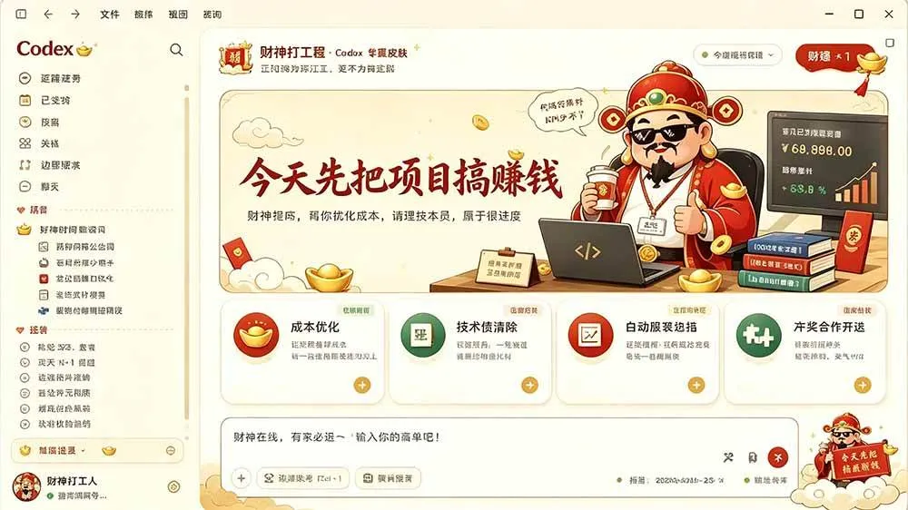 （19432期）闲鱼售卖99元的Codex皮肤包，GitHub 免费开源了！让你的codex变成精美界面 Codex Dream Skin