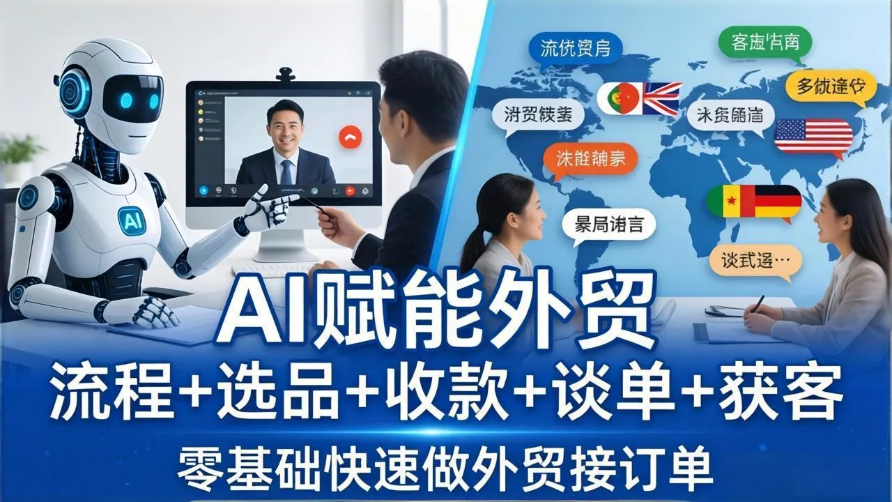 外贸+AI实战课：流程+选品+收款+谈单+获客，零基础快速做外贸接订单mc69.cn - 副业项目分享,互联网学习资源,考公考研资料,虚拟资料与创业思路天璇笔记网