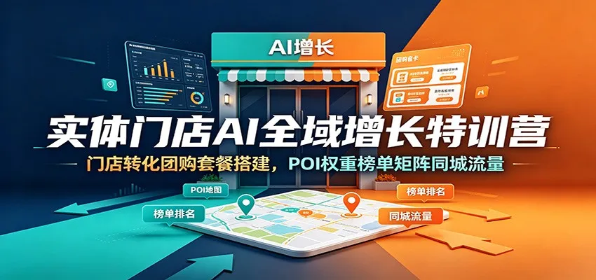 实体门店AI全域增长特训营:门店转化团购套餐搭建,POI权重榜单矩阵同城流量 实体门店AI全域增长特训营:门店转化团购套餐搭建,POI权重榜单矩阵同城流量
