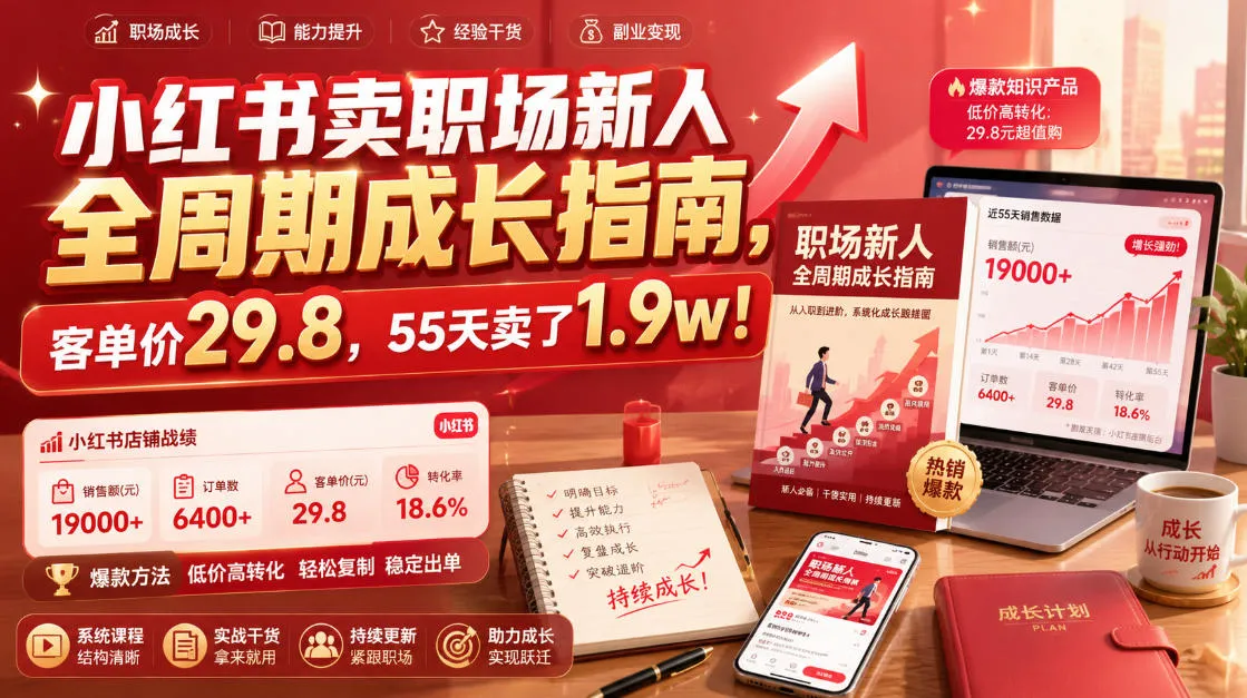小红书卖职场新人全周期成长指南，客单价29.8，55天卖了1.9w！mc69.cn - 副业项目分享,互联网学习资源,考公考研资料,虚拟资料与创业思路天璇笔记网