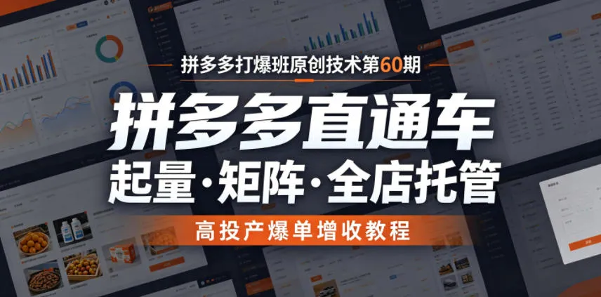 拼多多打爆班原创技术第60期，拼多多直通车，起量・矩阵・全店托管，高投产爆单增收教程mc69.cn - 副业项目分享,互联网学习资源,考公考研资料,虚拟资料与创业思路天璇笔记网