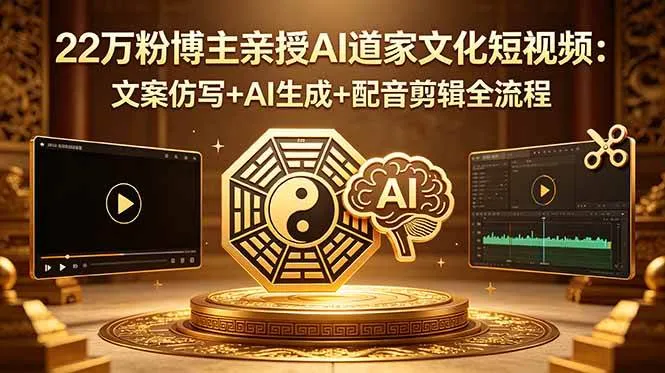 （18580期）22万粉博主亲授AI道家文化短视频：文案仿写+AI生成+配音剪辑全流程mc69.cn - 副业项目分享,互联网学习资源,考公考研资料,虚拟资料与创业思路天璇笔记网