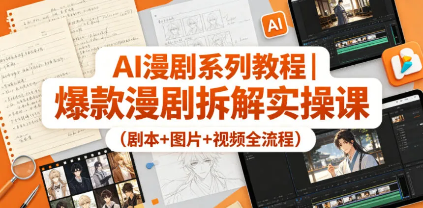AI漫剧系列教程｜爆款漫剧拆解实操课（剧本+图片+视频全流程）mc69.cn - 副业项目分享,互联网学习资源,考公考研资料,虚拟资料与创业思路天璇笔记网