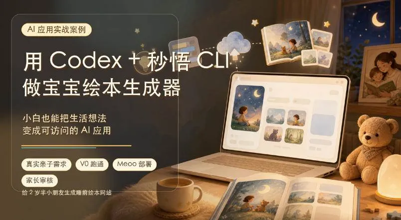 （19415期）AI应用实战案例，用Codex+秒悟CLl做宝宝绘本生成器，小白也能把生活想法变成可访问的AI应用mc69.cn - 副业项目分享,互联网学习资源,考公考研资料,虚拟资料与创业思路天璇笔记网