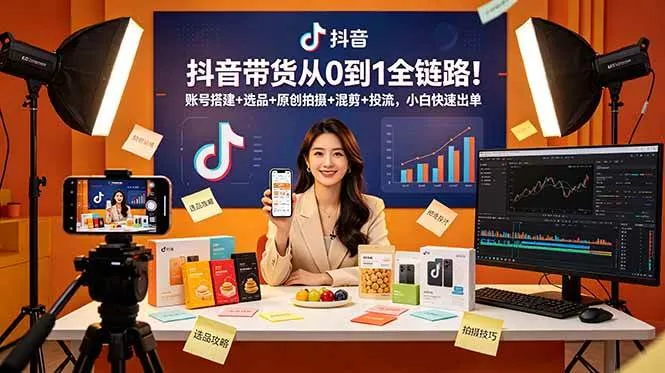 （18963期）抖音带货从0到1全链路！账号搭建+选品+原创拍摄+混剪+投流，小白快速出单mc69.cn - 副业项目分享,互联网学习资源,考公考研资料,虚拟资料与创业思路天璇笔记网
