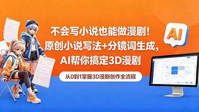 （18512期）不会写小说也能做漫剧！原创小说写法+分镜词生成，AI帮你搞定3D漫剧mc69.cn - 副业项目分享,互联网学习资源,考公考研资料,虚拟资料与创业思路天璇笔记网