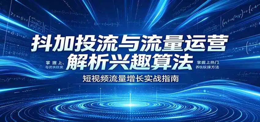 抖加投流与流量运营：解析兴趣算法，掌握上热门、养铁粉实操方法mc69.cn - 副业项目分享,互联网学习资源,考公考研资料,虚拟资料与创业思路天璇笔记网