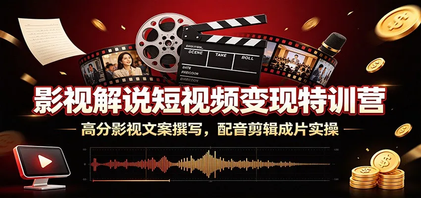 影视解说短视频变现特训营：高分影视文案撰写，配音剪辑成片实操mc69.cn - 副业项目分享,互联网学习资源,考公考研资料,虚拟资料与创业思路天璇笔记网
