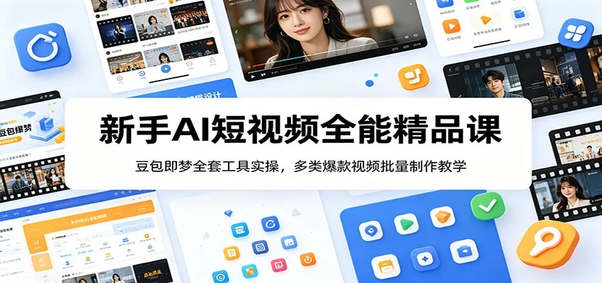 新手AI短视频全能精品课：豆包即梦全套工具实操，多类爆款视频批量制作教学mc69.cn - 副业项目分享,互联网学习资源,考公考研资料,虚拟资料与创业思路天璇笔记网