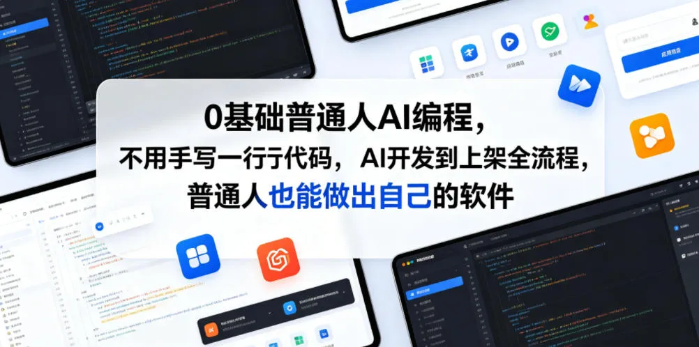 0基础普通人AI编程，不用手写一行代码，AI开发到上架全流程，普通人也能做出自己的软件mc69.cn - 副业项目分享,互联网学习资源,考公考研资料,虚拟资料与创业思路天璇笔记网