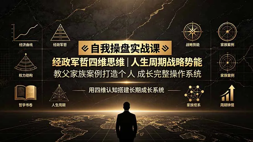 自我操盘实战课：经政军哲四维思维｜人生周期战略势能｜教父家族案例打造个人成长完整操作系统mc69.cn - 副业项目分享,互联网学习资源,考公考研资料,虚拟资料与创业思路天璇笔记网