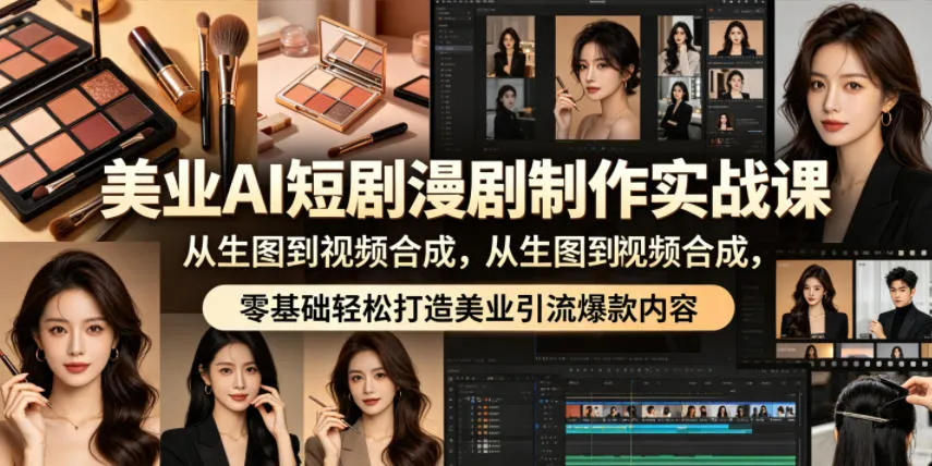 美业AI短剧漫剧制作实战课，从生图到视频合成，零基础轻松打造美业引流爆款内容mc69.cn - 副业项目分享,互联网学习资源,考公考研资料,虚拟资料与创业思路天璇笔记网