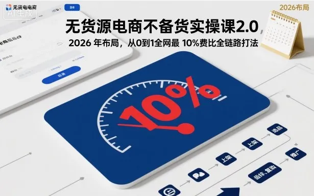 无货源电商不备货实操课2.0，2026年布局，从0到1全网最低10%费比全链路打法【更新26年6月16日】mc69.cn - 副业项目分享,互联网学习资源,考公考研资料,虚拟资料与创业思路天璇笔记网