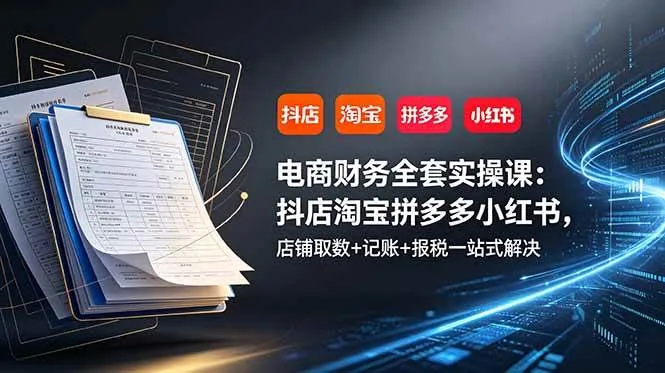 （19001期）电商财务全套实操课：抖店淘宝拼多多小红书，店铺取数+记账+报税一站式解决mc69.cn - 副业项目分享,互联网学习资源,考公考研资料,虚拟资料与创业思路天璇笔记网