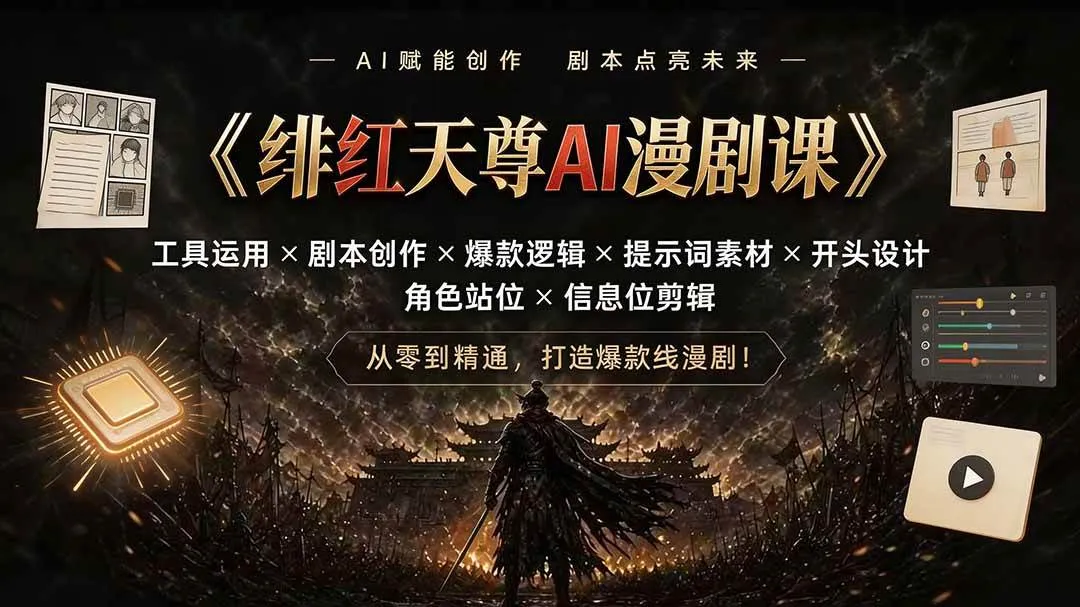 （19597期）绯红天尊AI漫剧课｜工具运用×剧本创作×爆款逻辑×提示词素材×开头设计×角色站位×信息位剪辑mc69.cn - 副业项目分享,互联网学习资源,考公考研资料,虚拟资料与创业思路天璇笔记网