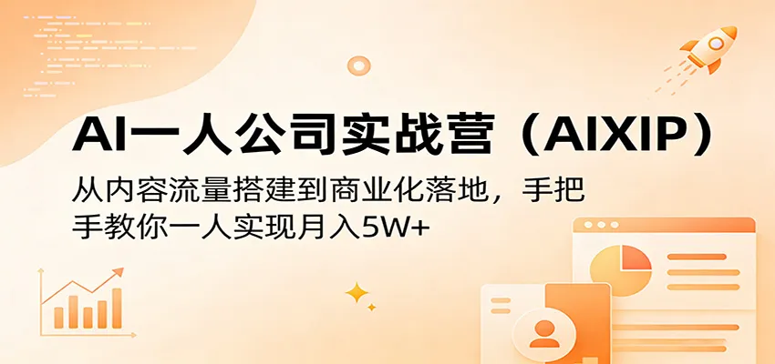 AI一人公司实战营(AIXIP)：从内容流量搭建到商业化落地，手把手教你一人实现月入5W+mc69.cn - 副业项目分享,互联网学习资源,考公考研资料,虚拟资料与创业思路天璇笔记网