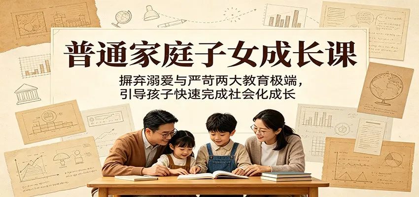 普通家庭子女成长课：摒弃溺爱与严苛两大教育极端，引导孩子快速完成社会化成长mc69.cn - 副业项目分享,互联网学习资源,考公考研资料,虚拟资料与创业思路天璇笔记网
