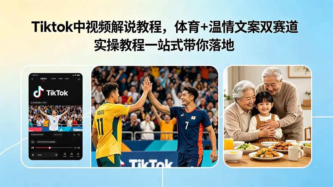 （18910期）Tiktok中视频解说教程，体育+温情文案双赛道实操教程一站式带你落地mc69.cn - 副业项目分享,互联网学习资源,考公考研资料,虚拟资料与创业思路天璇笔记网