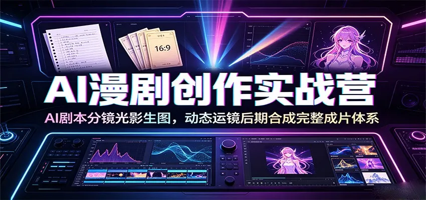 AI漫剧创作实战营：AI剧本分镜光影生图，动态运镜后期合成完整成片体系mc69.cn - 副业项目分享,互联网学习资源,考公考研资料,虚拟资料与创业思路天璇笔记网