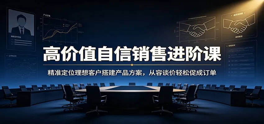 高价值自信销售进阶课：精准定位理想客户搭建产品方案，从容谈价轻松促成订单mc69.cn - 副业项目分享,互联网学习资源,考公考研资料,虚拟资料与创业思路天璇笔记网