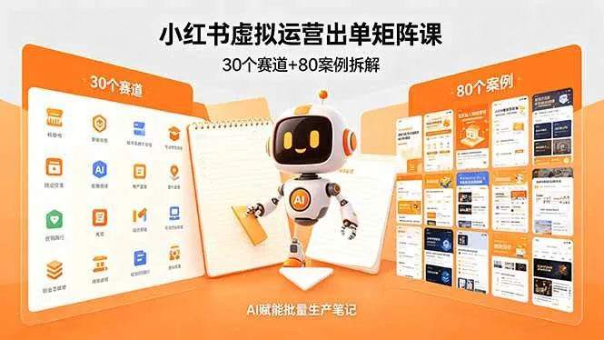 （18342期）小红书虚拟运营出单矩阵课：30个赛道+80案例拆解，AI赋能批量生产笔记mc69.cn - 副业项目分享,互联网学习资源,考公考研资料,虚拟资料与创业思路天璇笔记网
