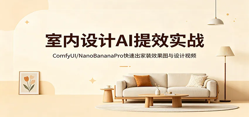 室内设计AI提效实战：ComfyUI/NanoBananaPro快速出家装效果图与设计视频mc69.cn - 副业项目分享,互联网学习资源,考公考研资料,虚拟资料与创业思路天璇笔记网