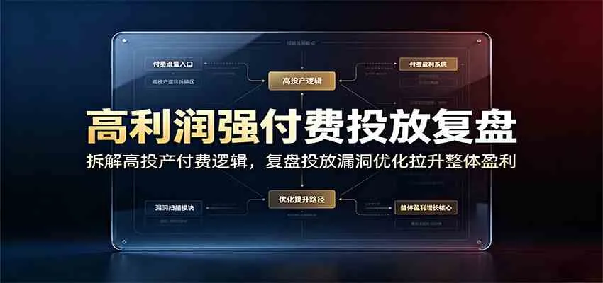 高利润强付费投放复盘：拆解高投产付费逻辑，复盘投放漏洞优化拉升整体盈利mc69.cn - 副业项目分享,互联网学习资源,考公考研资料,虚拟资料与创业思路天璇笔记网