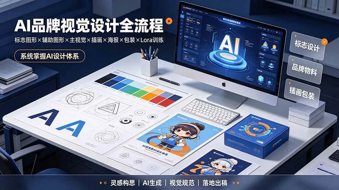 （19372期）AI品牌视觉设计全流程：标志图形×辅助图形×主视觉×插画×海报×包装×Lora训练，系统掌握AI设计体系mc69.cn - 副业项目分享,互联网学习资源,考公考研资料,虚拟资料与创业思路天璇笔记网