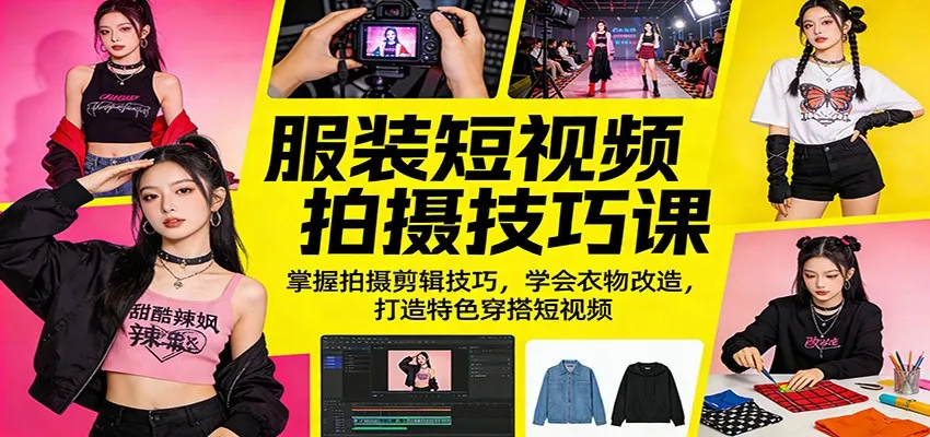 服装短视频拍摄技巧课：掌握拍摄剪辑技巧，学会衣物改造，打造特色穿搭短视频mc69.cn - 副业项目分享,互联网学习资源,考公考研资料,虚拟资料与创业思路天璇笔记网