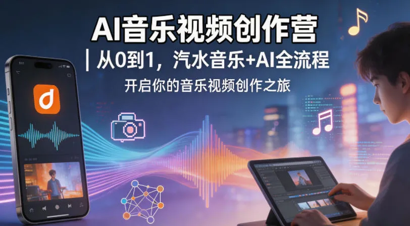 AI音乐视频创作营｜从0到1，汽水音乐+AI全流程，开启你的音乐视频创作之旅mc69.cn - 副业项目分享,互联网学习资源,考公考研资料,虚拟资料与创业思路天璇笔记网