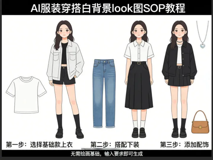 AI服装穿搭白背景look图SOP教程，不用会画画，提几句具体要求，AI就能还你一个奇迹mc69.cn - 副业项目分享,互联网学习资源,考公考研资料,虚拟资料与创业思路天璇笔记网