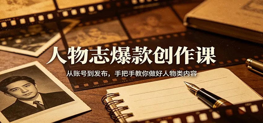 人物志爆款创作课：从账号到发布，手把手教你做好人物类内容mc69.cn - 副业项目分享,互联网学习资源,考公考研资料,虚拟资料与创业思路天璇笔记网
