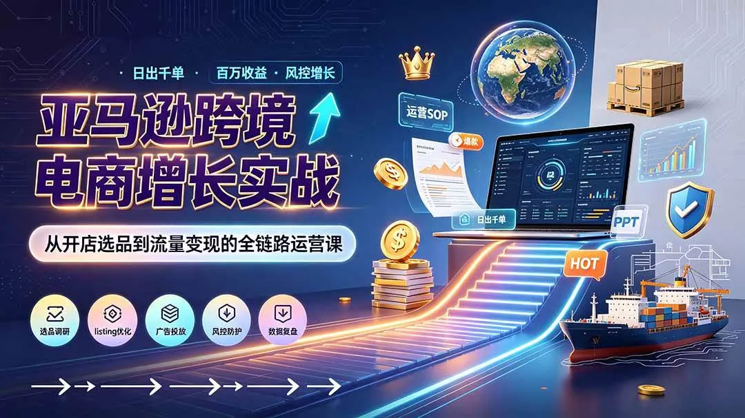 （19308期）亚马逊0-1孵化特训营8期：从注册风控到稳定日出千单实战，规避审核封店风险，标准化执行流程落地mc69.cn - 副业项目分享,互联网学习资源,考公考研资料,虚拟资料与创业思路天璇笔记网