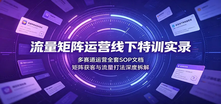 流量矩阵运营线下特训实录：多赛道运营全套SOP文档，矩阵获客与流量打法深度拆解mc69.cn - 副业项目分享,互联网学习资源,考公考研资料,虚拟资料与创业思路天璇笔记网